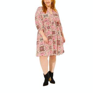 NWT TORRID Washable Gauze Tunic Dress MEDALLION PINK size 2 2X 18-20 w Pockets